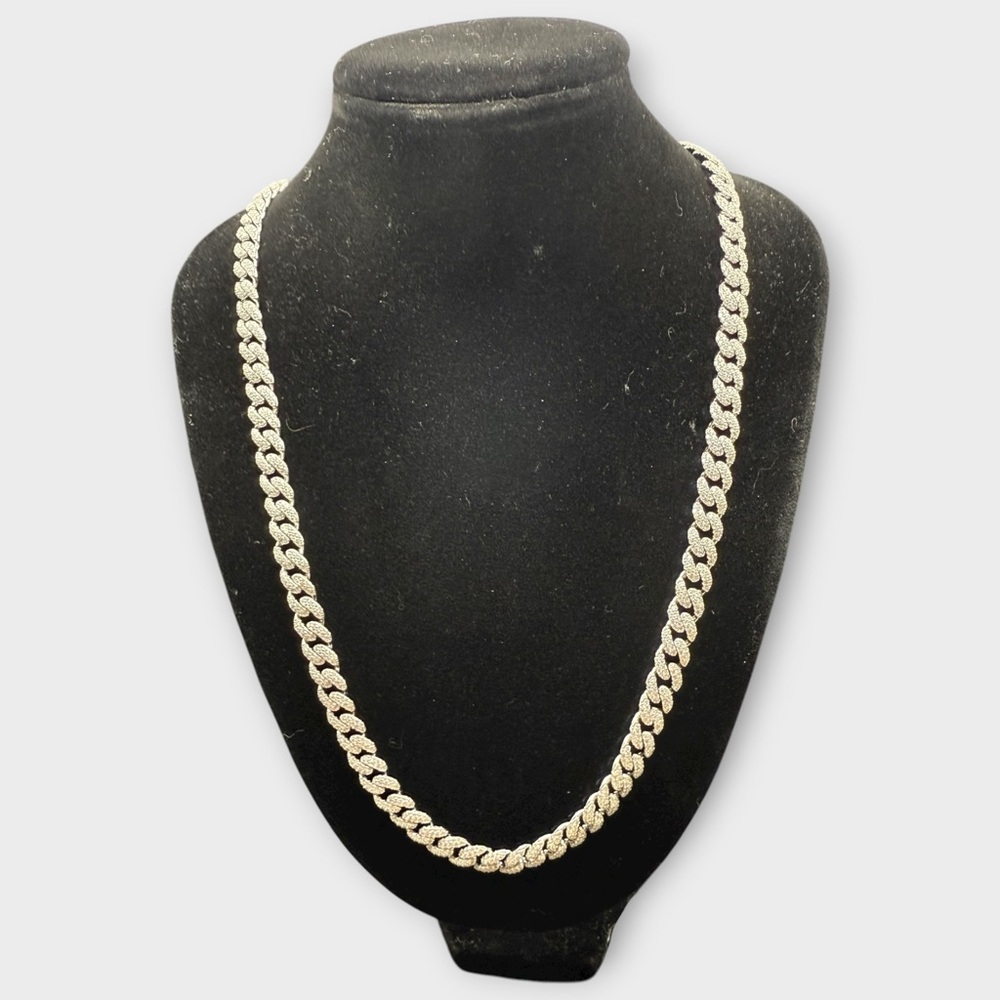 24” Moissanite .925 Silver Cuban Chain Necklace